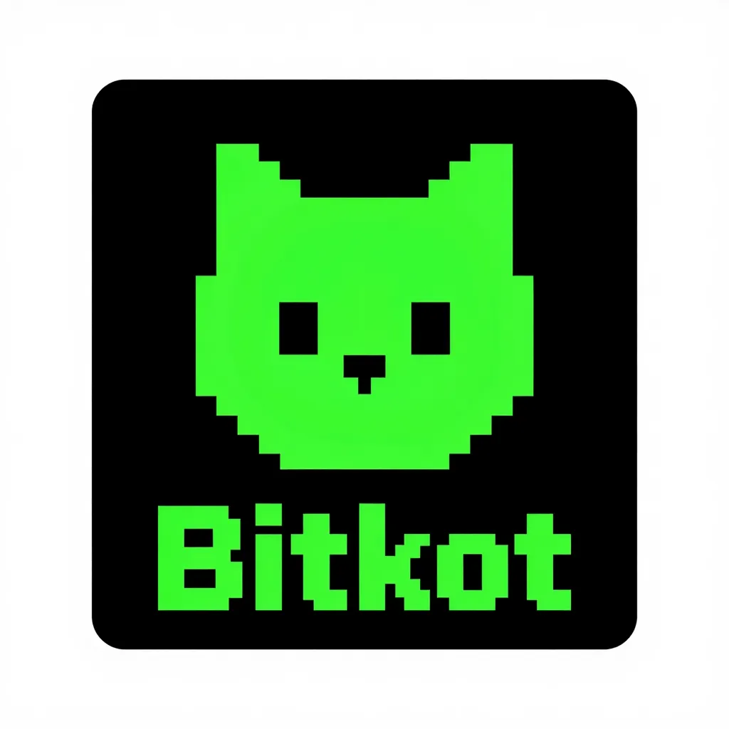 Пиксельный логотип геймдев-студии Bitkot: зелёный кот в стиле 8-бит