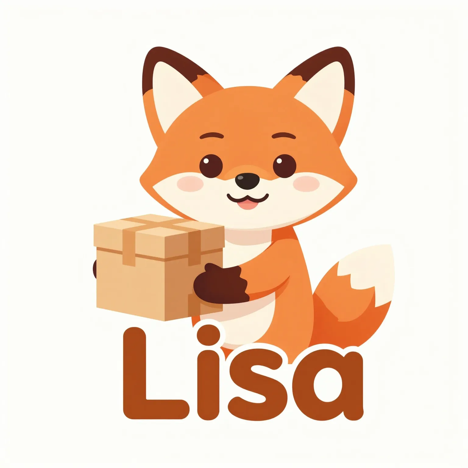 Логотип-талисман службы доставки Lisa: рыжая лиса с коробкой